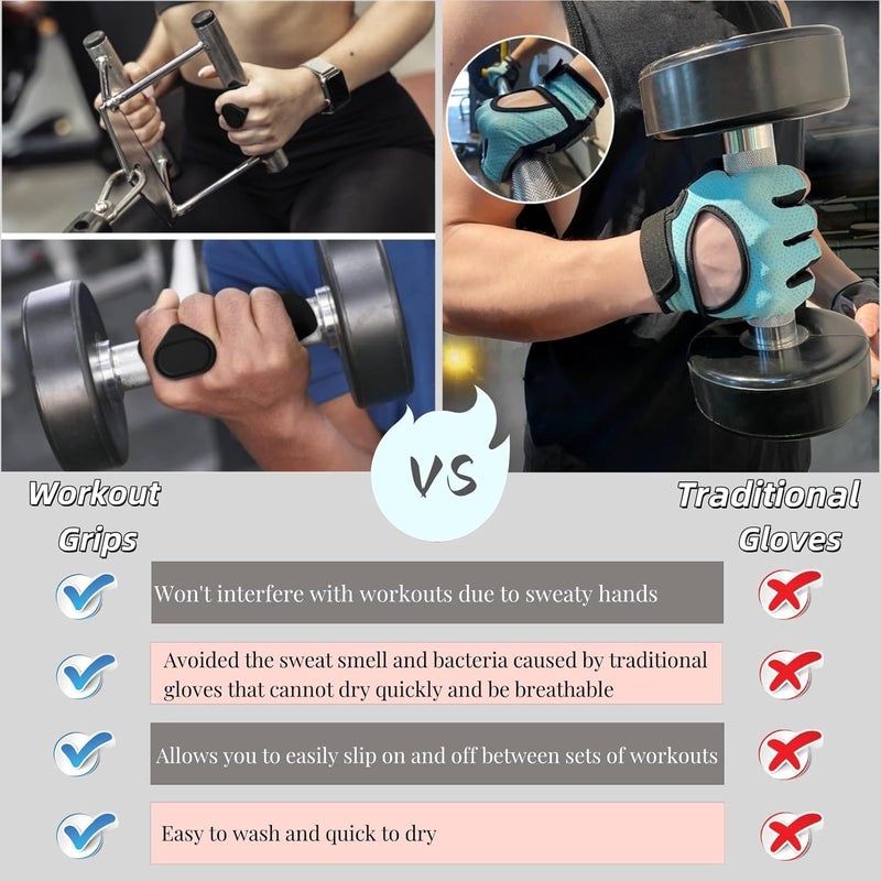 Jopplim Anti-Slip Workout Grips, Ergonomic Workout Gloves, Weight Lifting Grips, for Men and Women, Silicone Gym Grips Pads, Soft, Palm Protection, Suitable for Various Fitness Training - Image 4
